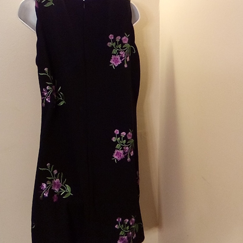 JOHN STUDIO DRESS PRE-OWNED SIZE 10 Floral Embroidered Black Dress - Picture 5 of 10